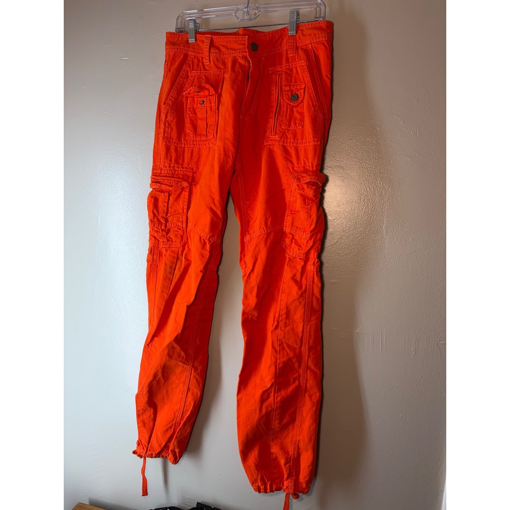 Ralph Lauren Orange Cotton Multi Pocket Cargo Pants Utility Trousers Size 32